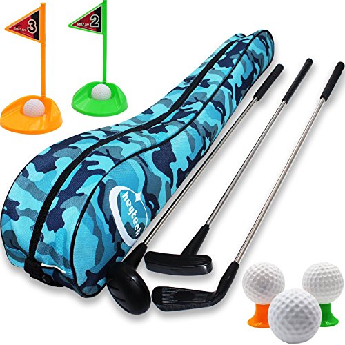 heytech Kid’s Toy Golf Clubs Set- Deluxe Toddler Outdoor Golf Toy Set, Fun Young Golfer Sports Toy Kit for Boys &Girls 3 4 5 6 7 Year Old