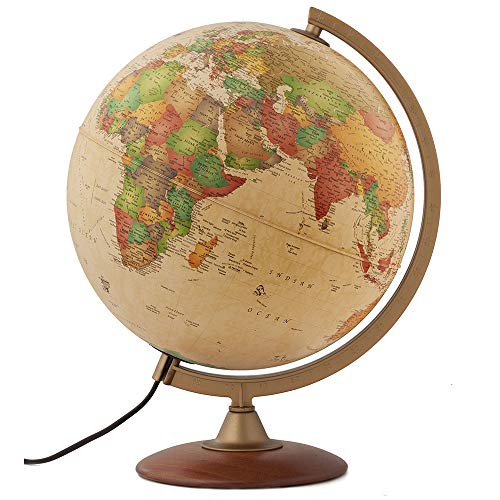 Waypoint Geographic Journey Globe, 12″ Illuminated Antique Ocean-Style World Globe, Up-to-Date Globe, Durable Design, Reference Globe, Complements Any Home or Office Decor