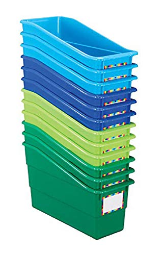 Really Good Stuff-164304 Riverside Name Labels Durable Book and Binder Holders, 5¼” by 12½” by 7½” (Set of 12) – Ideal for Narrow or Vertical Storage Needs Like Magazines, Books, Folders – Color-Code