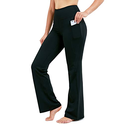 28″/30″/32″/34″ Inseam Women’s Bootcut Yoga Pants Long Bootleg High-Waisted Flare Pants with Pockets BlackFlare_30_Medium Black