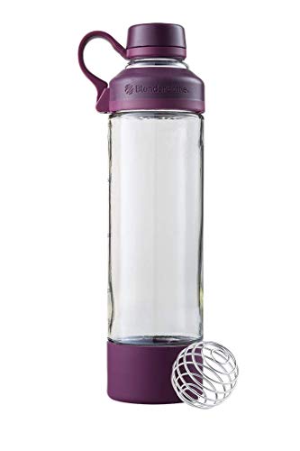 BlenderBottle Mantra Glass Shaker Bottle for Protein Mixes, 20-Ounce, Plum