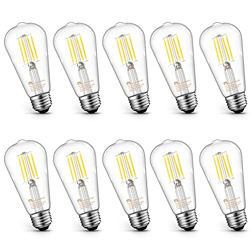 Mastery Mart Dimmable Vintage E26 LED Light Bulb, 5000K Daylight White 5.5W (60 Watt Equivalent), Glass ST21 Antique Edison Style, 500LM, Decorative Filament Bulb, UL and Energy Star, 10 Pack