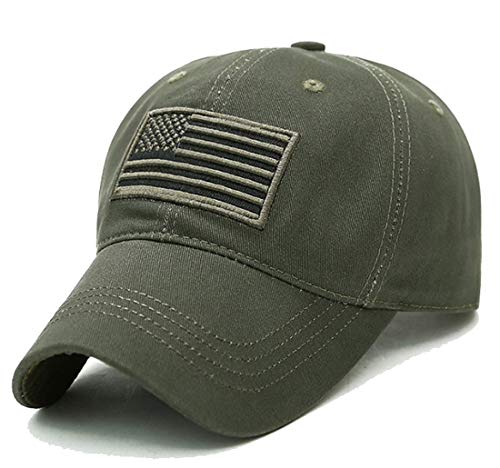 LOKIDVE USA American Flag Baseball Cap Embroidered Polo Style Military Army Hat-Green