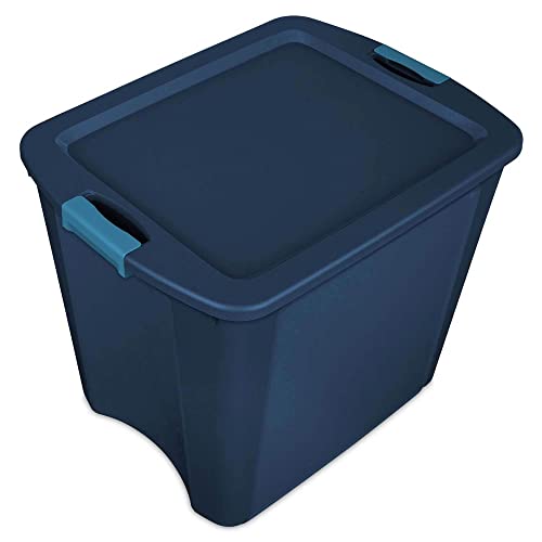 Sterilite 26 Gallon Multipurpose Latching Lid Storage Tote Containers for Home and Office Organization with Carry Handles, True Blue (16 Pack)