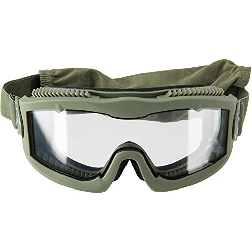 Lancer Tactical AERO Airsoft Tactical Safety Goggles -3mm Dual Pane Lens, Anti-Fog Glasses for Hunting and Cycling-One Len (OD Green/Clear)