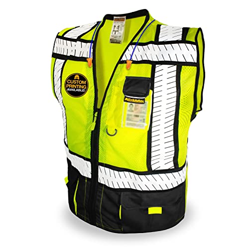 KwikSafety (Charlotte, NC SPECIALIST Safety Vest (Multi-Use Pockets) Class 2 ANSI OSHA High Visibility Reflective Heavy Duty Solid/Mesh Zipper HiVis Construction Surveyor Work Men | Black Large