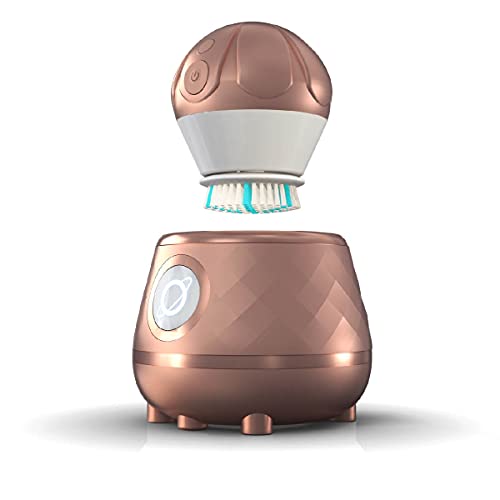 TAO Clean Ona Diamond Orbital Facial Brush and Cleansing Station, Electric Face Cleansing Brush with Ergonomic Handle, Dual Speed Settings, Rose Gold