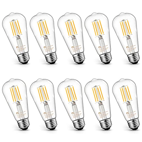 MASTERY MART Dimmable Vintage E26 LED Light Bulb, 4000K Cool White 5.5W (60 Watt Equivalent), Glass ST21 Antique Edison Style, 500LM, Decorative Filament Bulb, UL and Energy Star, 10 Pack