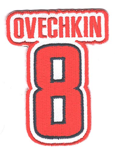 Alex Ovechkin #8 Patch – Jersey Number Hockey Sew or Iron-On Embroidered Patch 2 1/2 x 2 3/4″