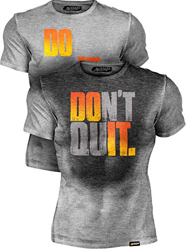 Actizio Men’s Workout Shirt Cotton Fabric T-Shirt Short Sleeve Sweat Activated Motivational Exercise Gym Athletic Fit Moisture Wicking Fitness Shirt – Do It – Don’t Quit (Size M)