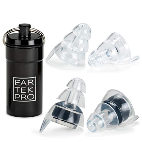 EarTekPro High-Fidelity Concert Earplugs Reusable Noise-Reduction Ear Plugs Set with Two Sizes Included – For Rave, Live Music, Festivals, Marching Bands, Loud Events, Fitness Classes