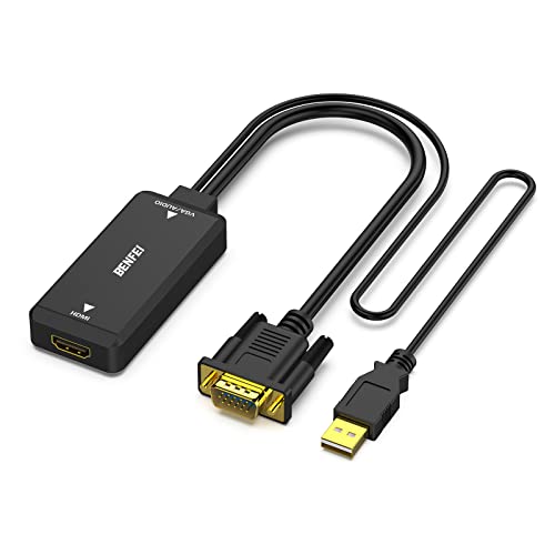 BENFEI VGA to HDMI, VGA to HDMI Adapter with Audio Support and 1080P Resolution – VGA Input to HDMI Output