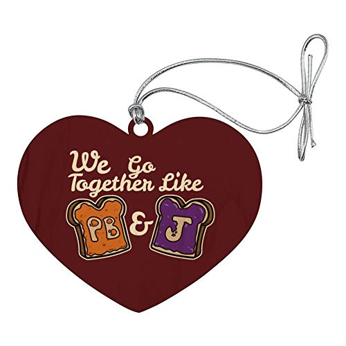 Peanut Butter and Jelly Together PB&J Best Friends Heart Love Wood Christmas Tree Holiday Ornament