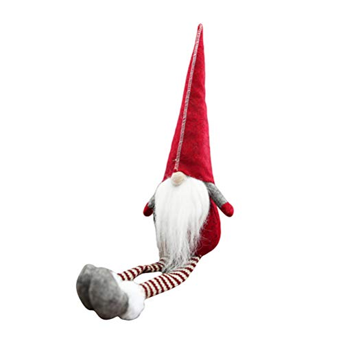 BESTOYARD Christmas Gnome Santa Swedish Scandinavian Tomte Nisse with Long Legs Home Table Decoration Plush Doll Birthday Gift (Red)