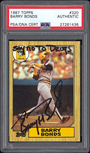 1987 Topps #320 Barry Bonds RC PSA/DNA Autographed “Say No To Drugs” Inscription – Baseball Slabbed Autographed Cards