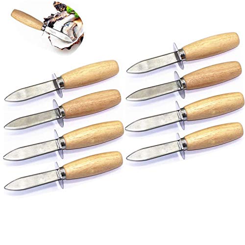 TANG SONG 8PCS Oyster Knife Oyster Shucking Knife Oyster Shucker Oyster Opener Oyster Clam Pearl Shell Shucking Knife With Wood Handle