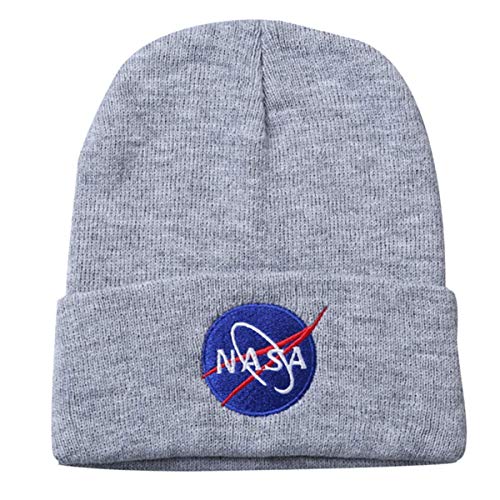 BAIMORE NASA Fine Finished Embroidered Hip Hop Knitting Hat Grey
