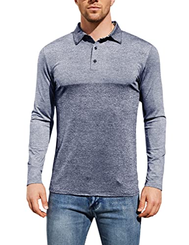 Men’s Casual Golf Polo T Shirts Athletic Long Sleeve Soft Sports Henley Shirts Cycling Fishing Tshirts