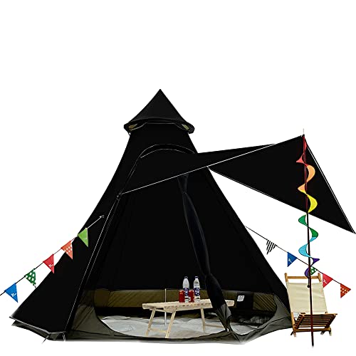 12’x10’x8’Dome Camping Tent 5-6 Person 4 Season Double Layers Waterproof Anti-UV Windproof Tents Family Outdoor Camping Tent (Black)