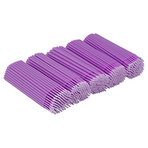 Cuttte 500 PCS Disposable Microbrush Applicators Microfiber Wands for Eyelashes Extensions and Makeup Application (Head Diameter: 1.5mm)