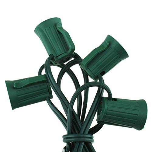 LITE-WAY Indoor/Outdoor 25’ Pro-Series Light String, Green Light String with 25 C9 Sockets (Does Not Include Bulbs)