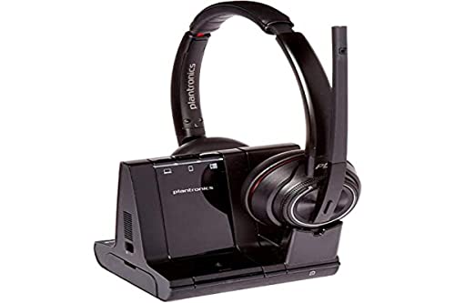 Plantronics – Savi 8220 Office Wireless DECT Headset (Poly) – Dual Ear (Stereo) – Compatible to connect to PC/Mac or to Cell Phone via Bluetooth – Works with Teams (Certified), Zoom,Black