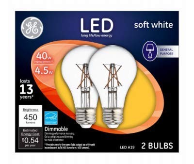 LED Light Bulbs, Soft White Clear, 4.5-Watts, 450 Lumens, 2-Pk.