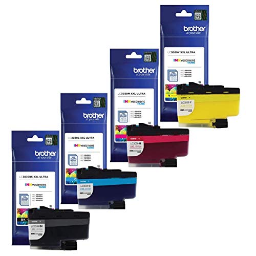 Brother Genuine LC3039BK, LC3039C, LC3039M, LC3039Y Ultra High-Yield Black/Cyan/Magenta/Yellow INKvestment Tank Ink Cartridge Set, LC3039