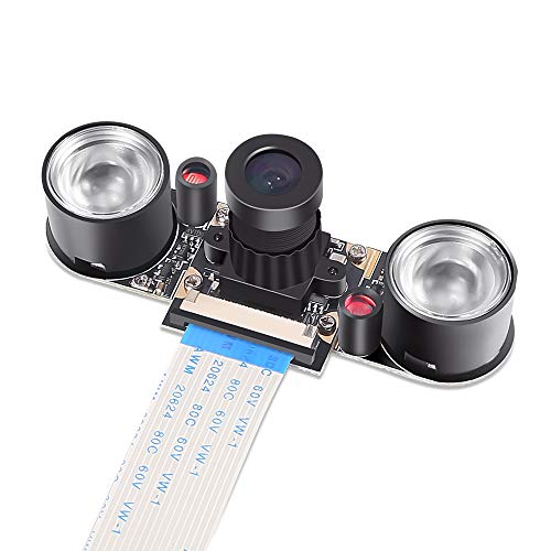 DORHEA for Raspberry Pi 3 b+ 4 b Camera Module Night Vision Camera Adjustable-Focus Module 5MP OV5647 Webcam Video 1080p with 2 Infrared IR LED Light for Raspberry pi 3 Model B+ 2 B 4B