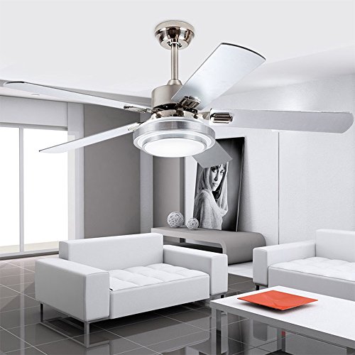 Andersonlight Fan Modern LED Indoor Stainless Steel Ceiling Fan with Light and Remote Control 52 in (52in)