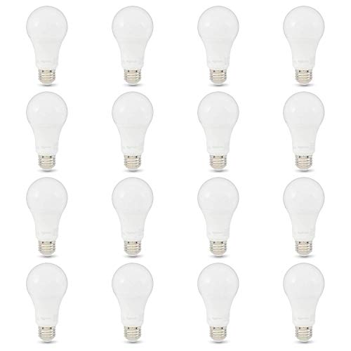 Amazon Basics 100W Equivalent, Daylight, Non-Dimmable, 10,000 Hour Lifetime, A19 LED Light Bulb | 16-Pack