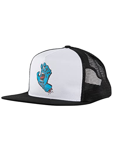 SANTA CRUZ High Profile Snapback Baseball Hat Screaming Hand Skate Hat – White/Black, Size: One Size