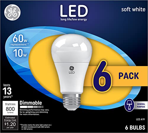 GE LED Light Bulbs, 40 Watt Eqv, Soft White, A19 Bulbs (6 Pack)