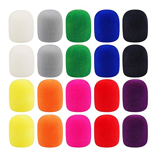 Microphone Foam Covers,Augshy 20 Pack Thick Handheld Stage Microphone Cover Foam Karaoke DJ Microphone Covers Disposable(10 Color)