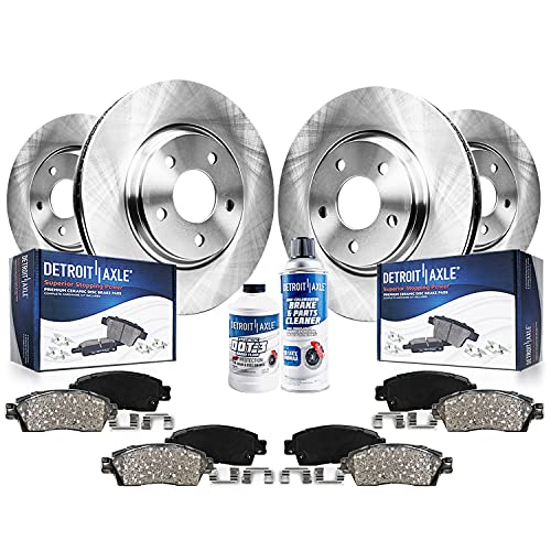 Detroit Axle – 303mm Front and 298mm Rear Disc Brake Rotors Ceramic Pads w/Hardware Replacement for 2003 2004 2005 2006 2007 Cadillac CTS – 10pc Set