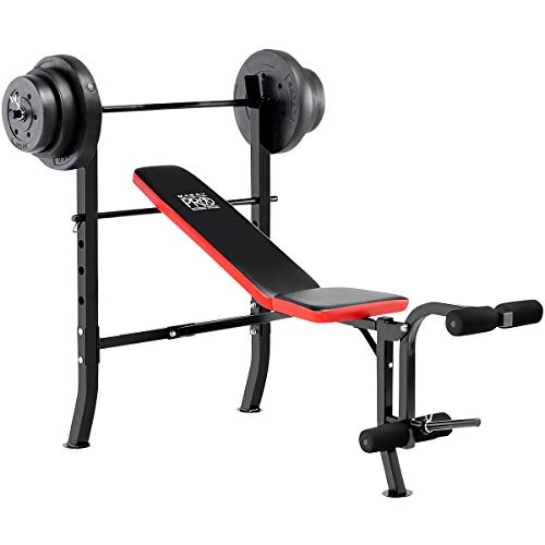 Marcy Pro Standard Weight Bench with 100 lbs Vinyl-Coated Weight Set PM-2084