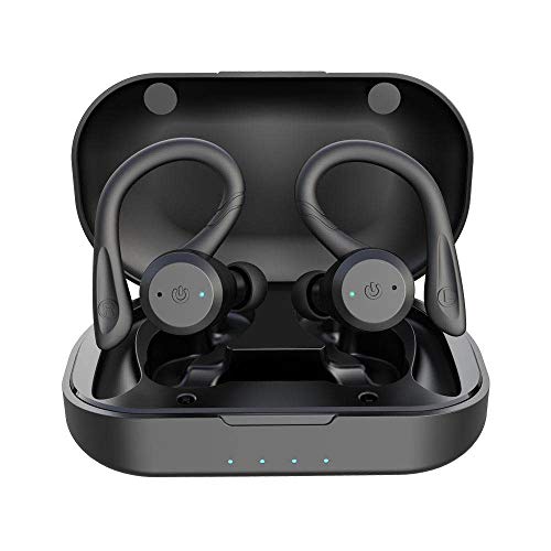 CYBORIS Wireless Bluetooth Earphone, IPX7 Waterproof Sport Headphones Wireless Bluetooth 5.0 Sports Earbuds Noise Canceling HiFi 3D Stereo Sound with Built-in Mic and Charging Box (Black)