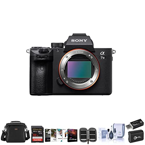 Sony Alpha a7 III 24MP UHD 4K Mirrorless Digital Camera + 32GB SDHC U3 Card + Lowepro Camera Case + Spare Battery + Cleaning Kit + Memory Wallet + Card Reader + Corel PC Photo Video Art Suite 07