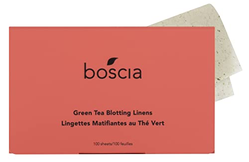 boscia Blotting Linens – Vegan Natural Clean Skincare. Oil Control Blotting Paper, Face Blotting Sheets, Travel Size, Green Tea-100 Count (Pack of 1)