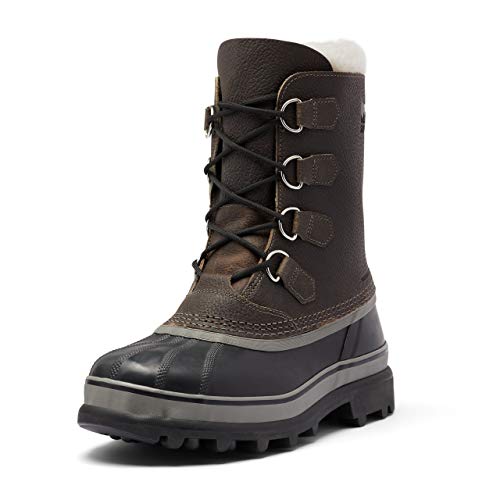 SOREL Men’s Caribou WL Wool Boot — Quarry, Black — Waterproof Leather Snow Boots — Size 10
