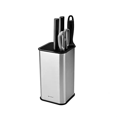 KITCHENDAO XL Stainless Steel Universal Knife Block Holder Without Knives, with Slots for Scissors and Sharpening Rod, Detachable for Easy Cleaning, Slotless Knife Holder Storage for Kitchen Counter
