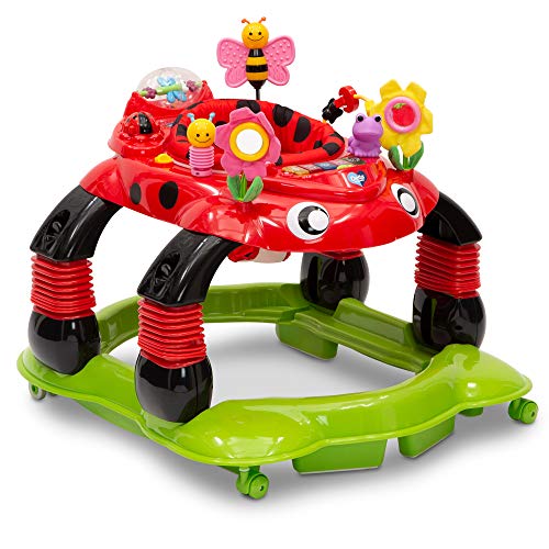 Delta Children Lil Play Station 4-in-1 Activity Walker – Rocker, Activity Center, Bouncer, Walker – Adjustable Seat Height – Fun Toys for Baby, Sadie the Ladybug