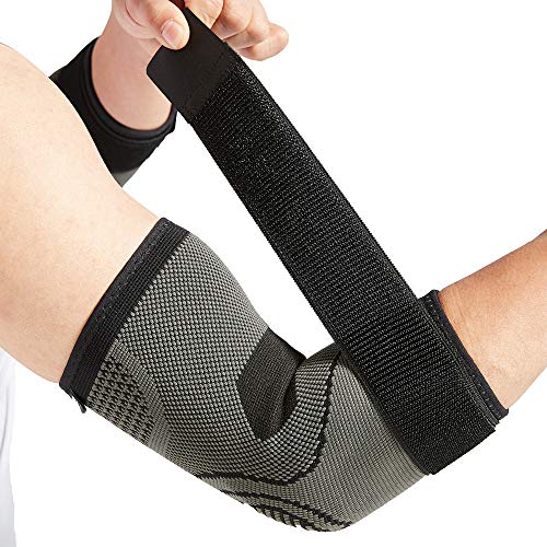 Bodyprox Elbow Brace with Strap for Tendonitis 2 Pack, Tennis Elbow Compression Sleeves, Golf Elbow Treatment