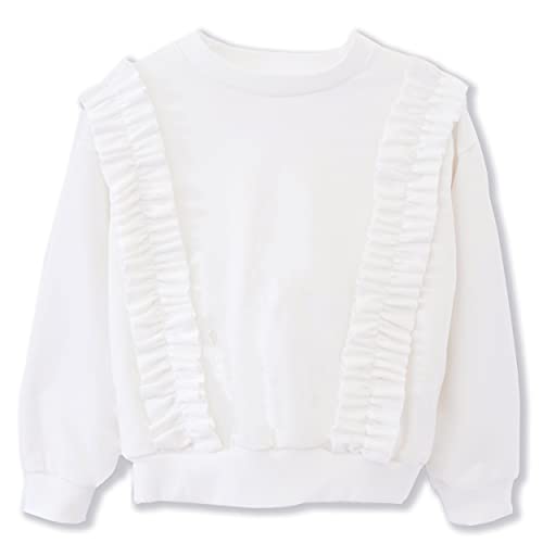 ContiKids Toddler Baby Girls Long Sleeve Cotton Sweatshirts Ruffle Pullover T Shirts Tops Tee Clothes Sweater Sweatshirt 11 White