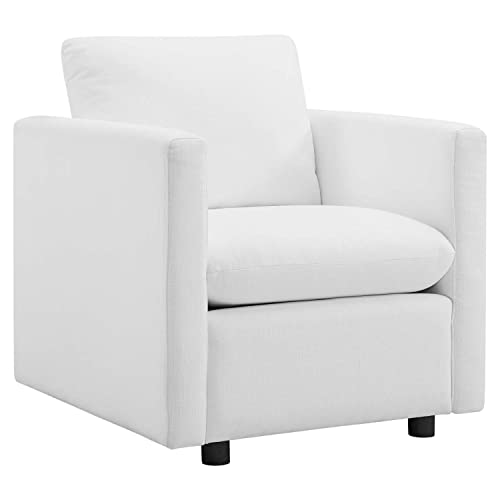 Modway Activate Contemporary Modern Fabric Upholstered Accent Lounge Armchair In White