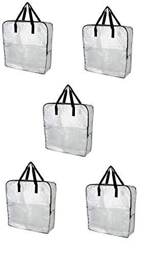 IKEA DIMPA Extra Large Storage Bag, Clear Heavy Duty Bags, Moth Moisture Protection Storage Bags (Pack of 5, 25 ½x8 ¾x25 ½)