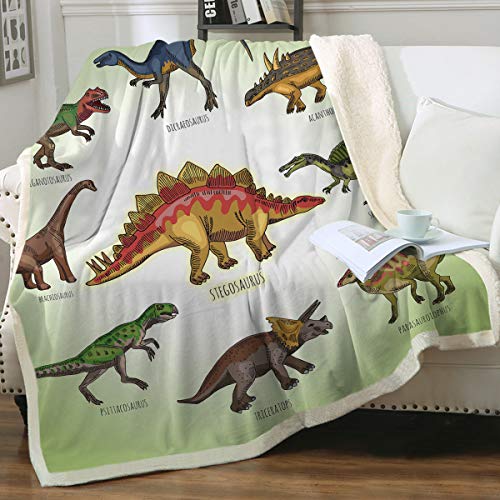 Sleepwish Kids Dinosaur Throw Blankets for Boys Green Dinosaur Sherpa Blankets Super Soft Fleece Throw Blanket for Bed Couch Sofa Dinosaur Gifts (60″ x 80″)