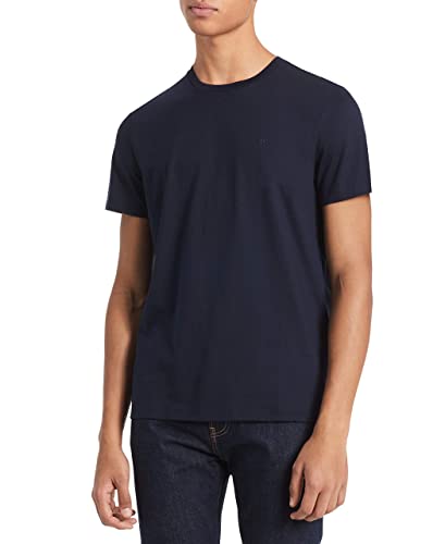 Calvin Klein Men’s Short Sleeve Crew Neck Liquid Touch Cotton T-Shirt with UV Protection, Cadet Navy, Large