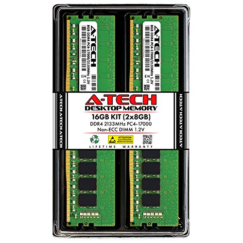 A-Tech 16GB (2x8GB) DDR4 2133 MHz UDIMM PC4-17000 (PC4-2133P) CL15 DIMM Non-ECC Desktop RAM Memory Modules
