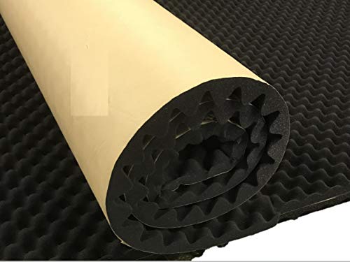 BookishBunny Self Adhesive High Density Acoustic Foam Egg Crate Panel Studio Foam Wall Panel 39″ x 78″ (1.5″ Black)